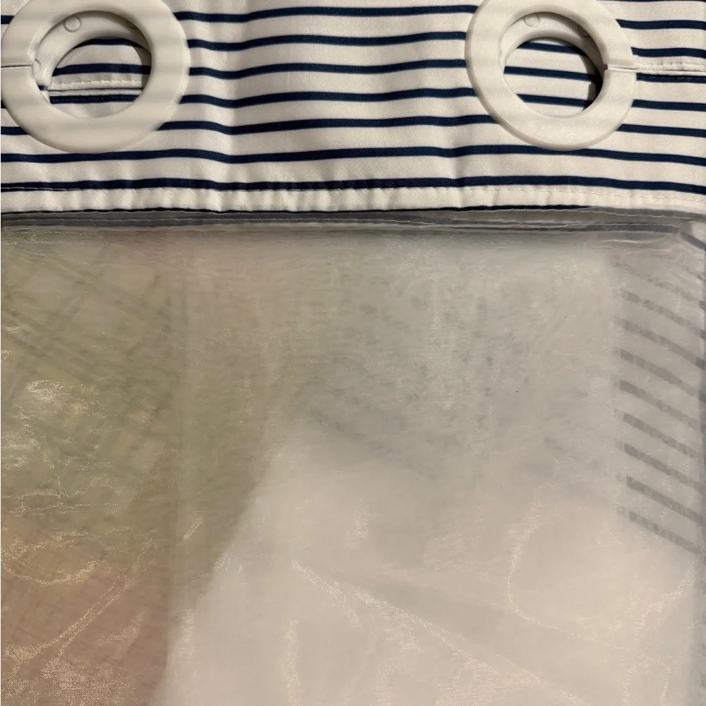 Navy and White Striped Shower Curtain‎ NEW
